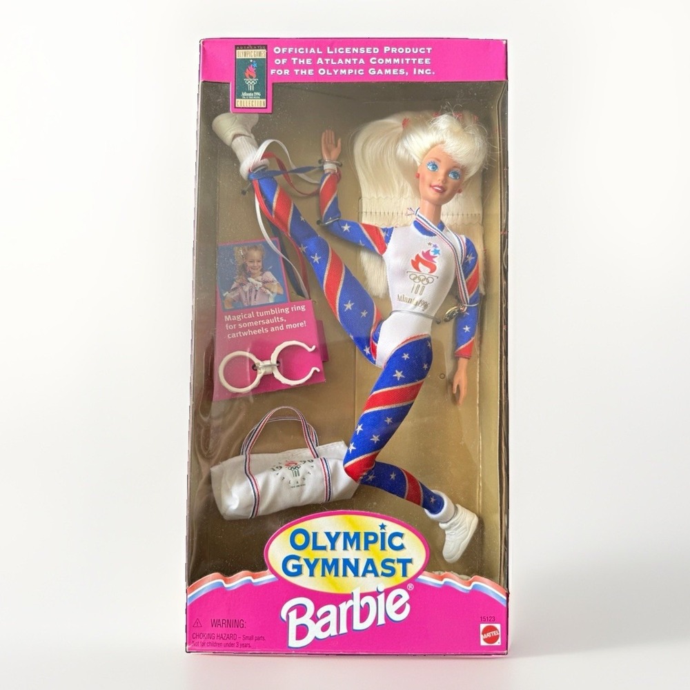 Mattel Olympic Gymnast Barbie Doll Atlanta 1996 w/ Outfit Medal Bag MPN 15123